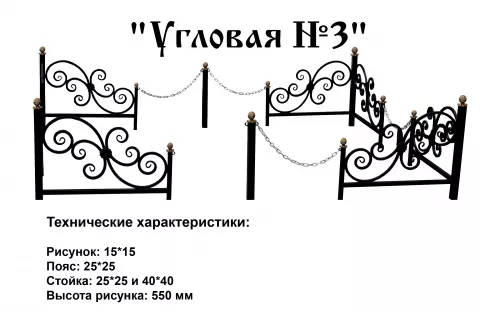 Ограда Угловая №3 на могилу